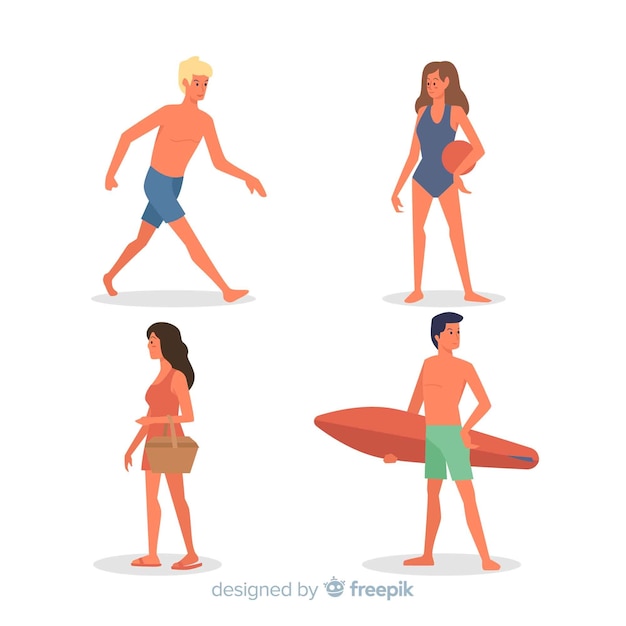 Free vector people at beach