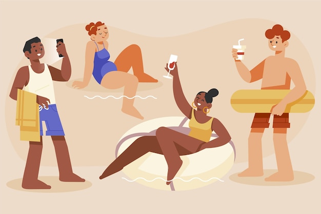 Free vector people at beach