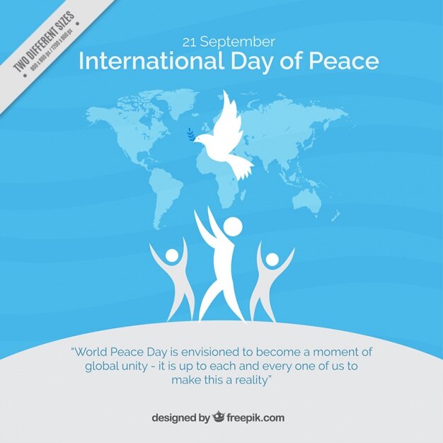 Free Vector people blue background with the symbol of peace