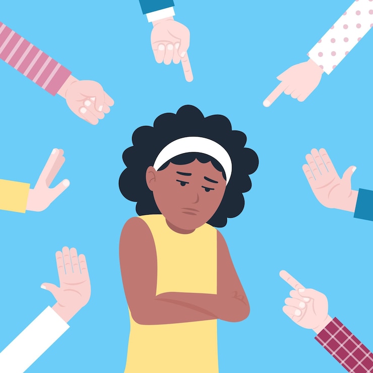 Free Vector people bullying another person because of her skin
