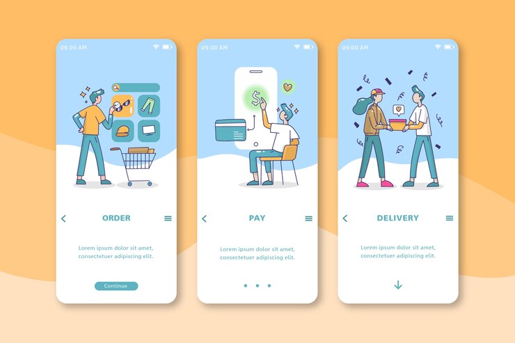 Free Vector people buying online mobile interface design
