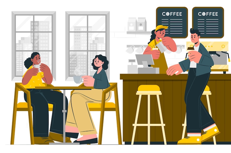 Free Vector people in cafe concept illustration
