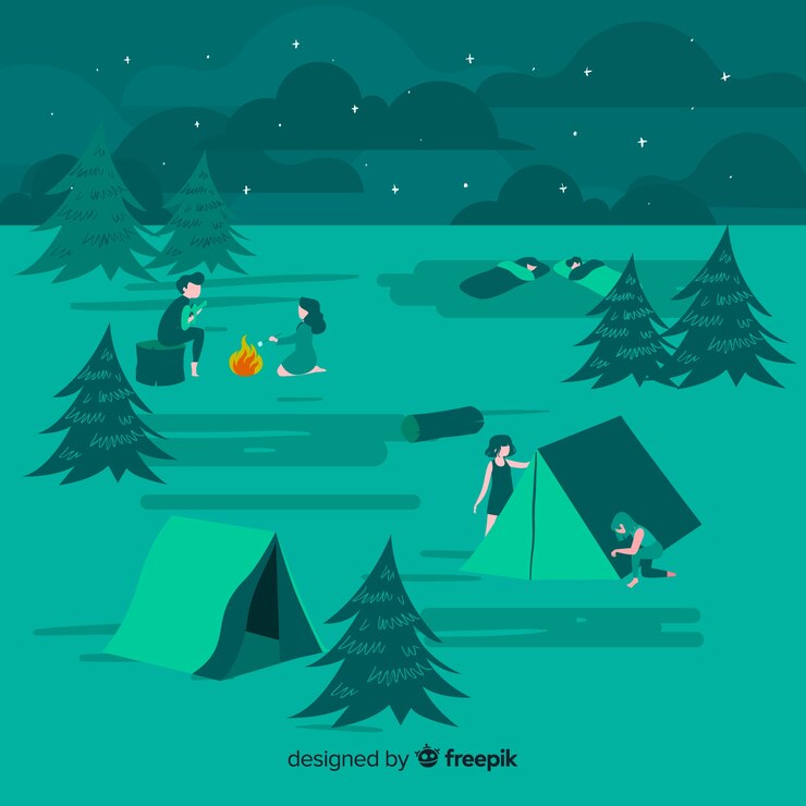 Free Vector people camping illustration flat design