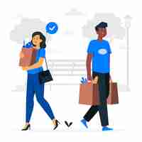 Free vector people carrying bags of groceries concept illustration