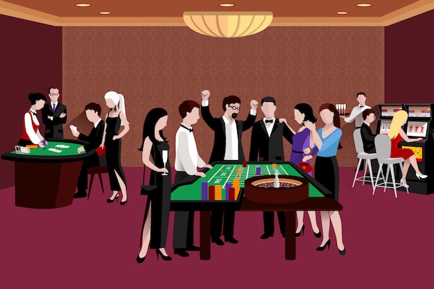 People in casino illustration