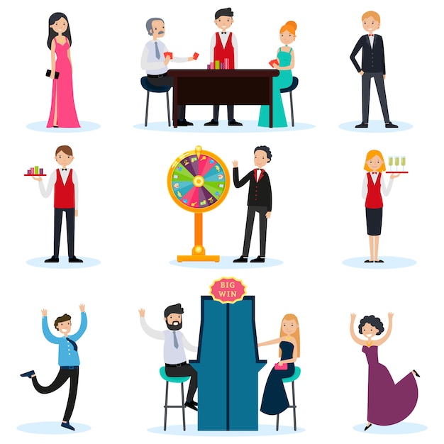 Free vector people in casino set