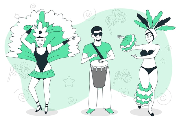 People celebrating brazilian carnival concept illustration