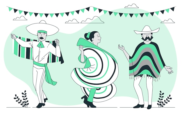 People celebrating cinco de mayo concept illustration