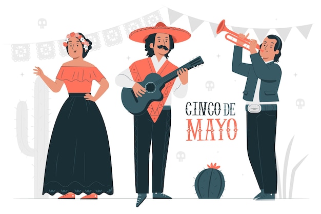 무료 벡터 cinco de mayo 개념 그림을 축하하는 사람들