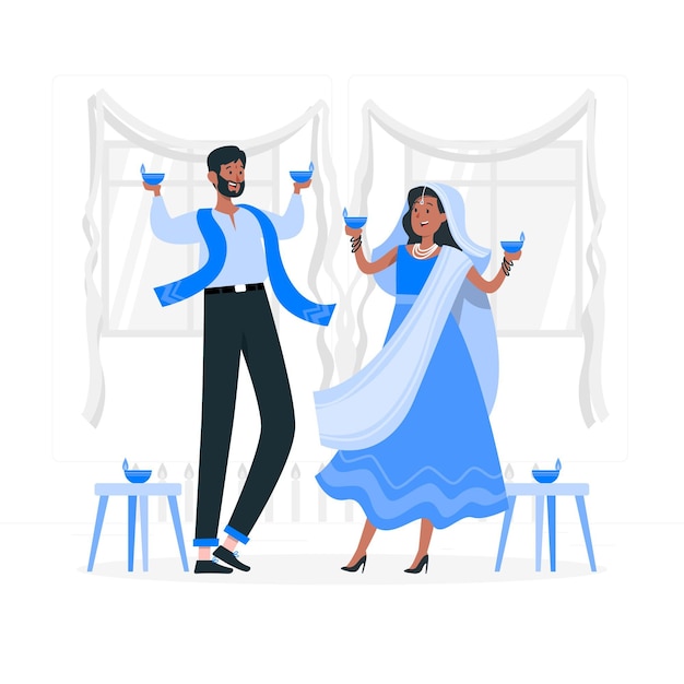 People celebrating diwali concept illustration