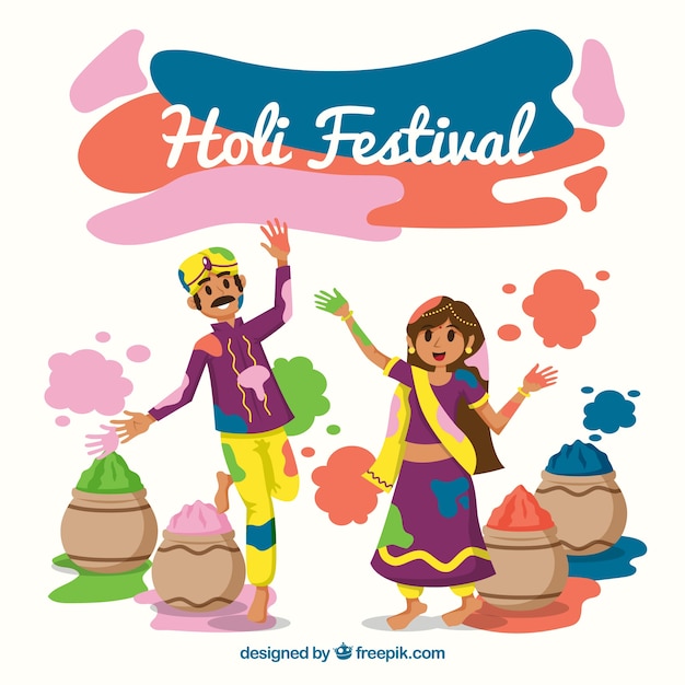 フラットスタイルの聖祭の背景を祝う人々