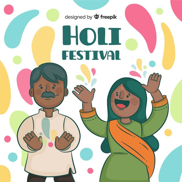 Holi 축제 배경을 축하하는 사람들