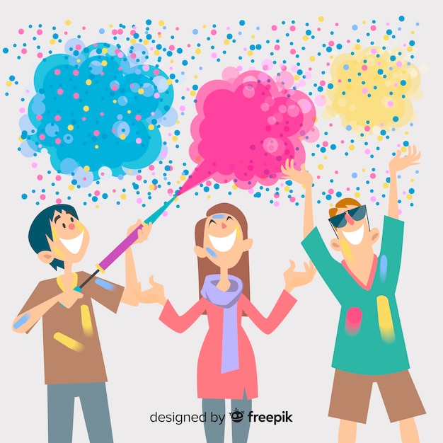 Free vector people celebrating holi festival background