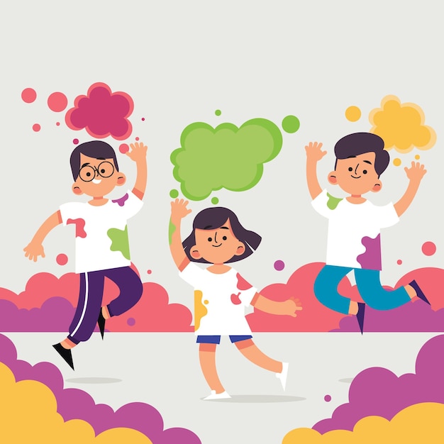 Free vector people celebrating holi festival illustration