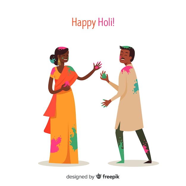 Free vector people celebrating holi festival