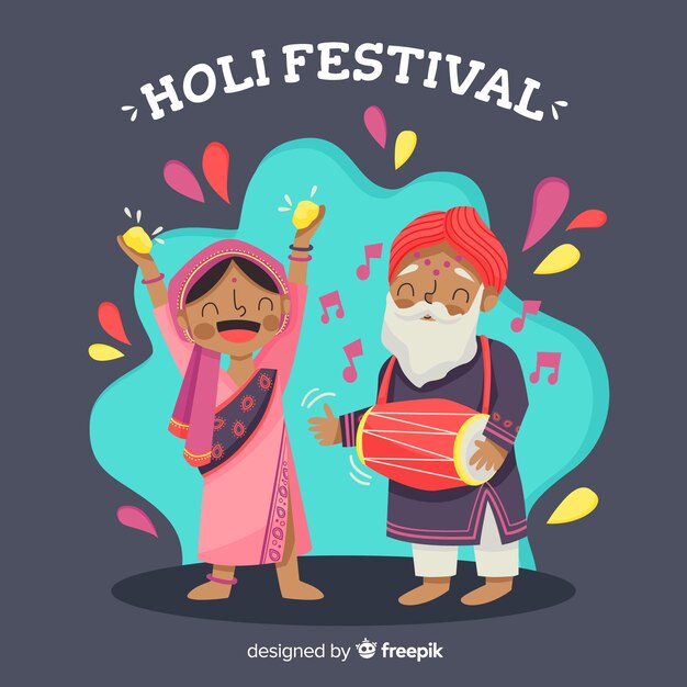 Free vector people celebrating holi festival