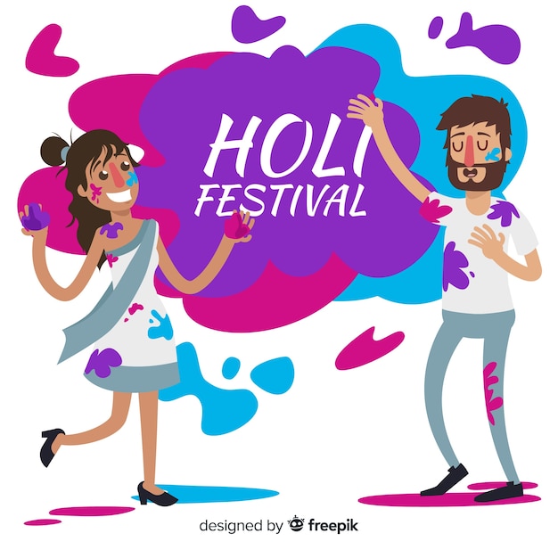 Free vector people celebrating holi festival