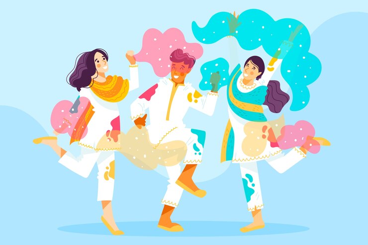 Free Vector people celebrating holi festival