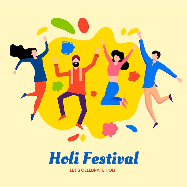 Free Vector people celebrating holi festival