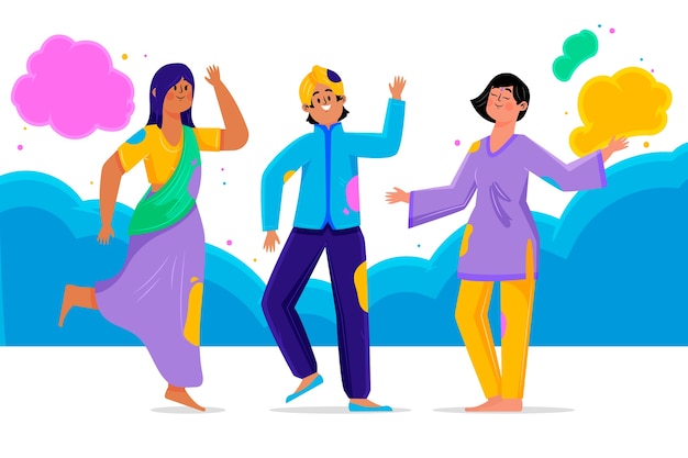 Free vector people celebrating holi festival