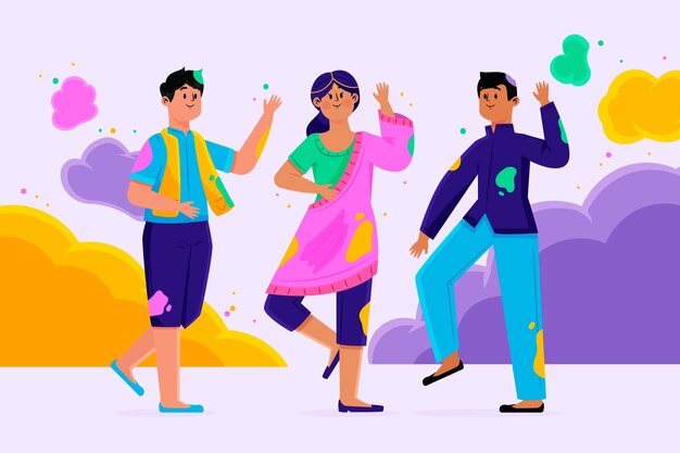 ホーリー祭を祝う人々