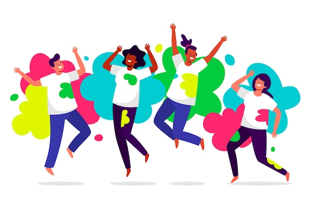 Free vector people celebrating holi festival