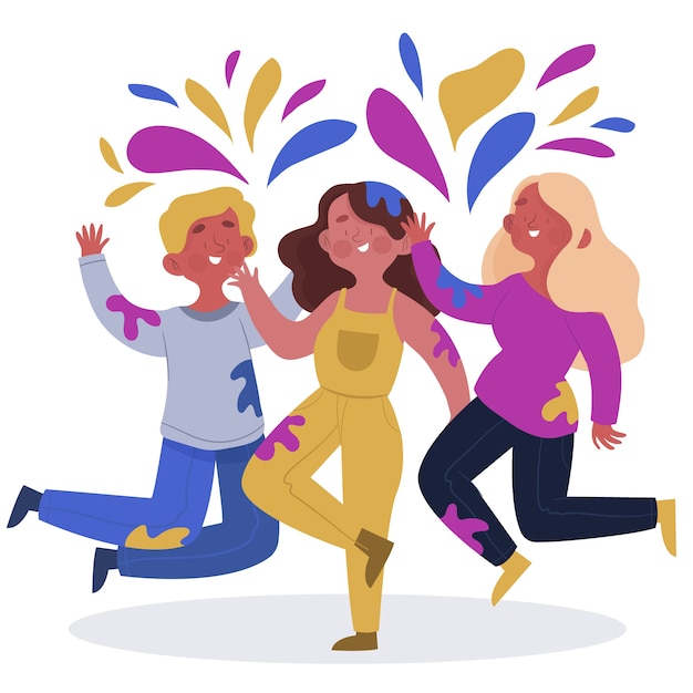 Free vector people celebrating holi festival