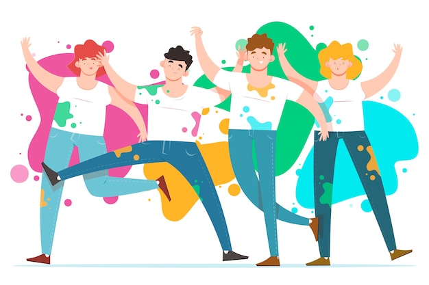 Free vector people celebrating holi festival