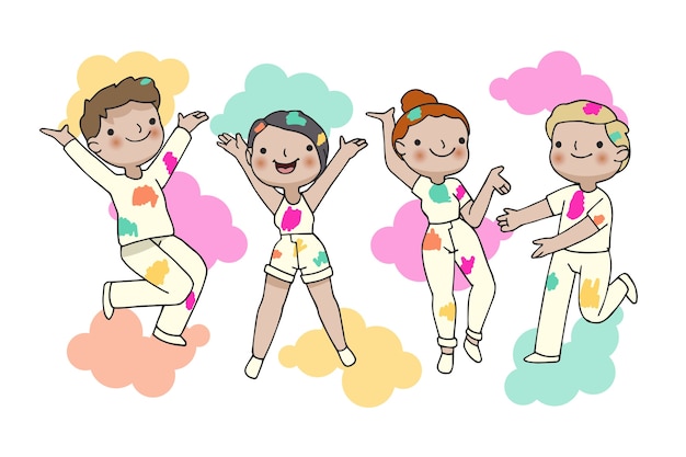 Free vector people celebrating holi festival