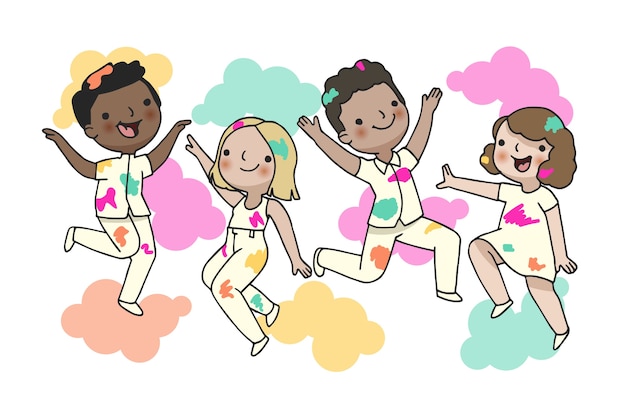 Free vector people celebrating holi festival