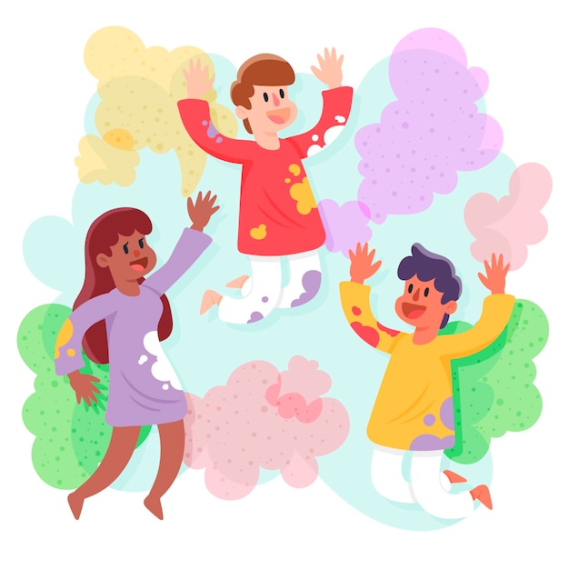 Free vector people celebrating holi festival