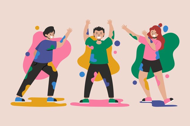 Holi 축제를 축하하는 사람들