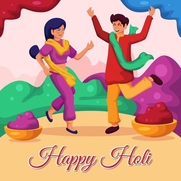 Holi 축제를 축하하는 사람들