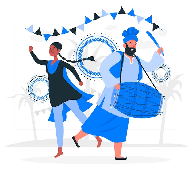 Free vector people celebrating lohri festival concept illustration