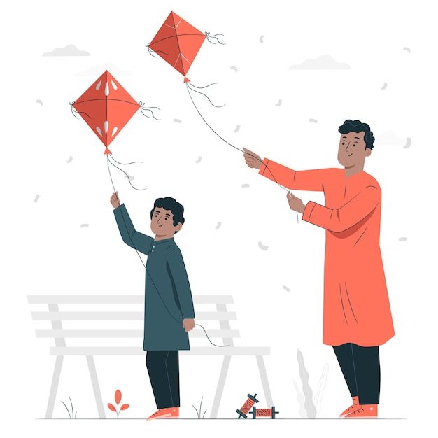 Makar sankranti 개념 그림을 축하하는 사람들