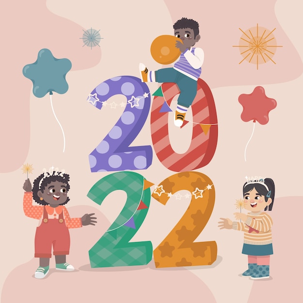 Free vector people celebrating new year illustrated
