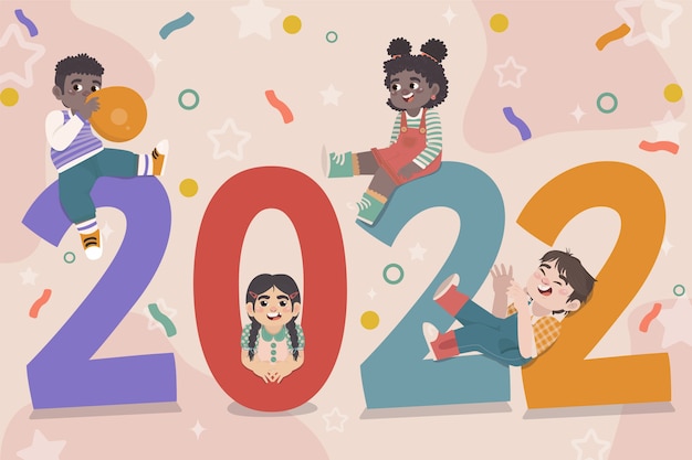 Free vector people celebrating new year with confetti