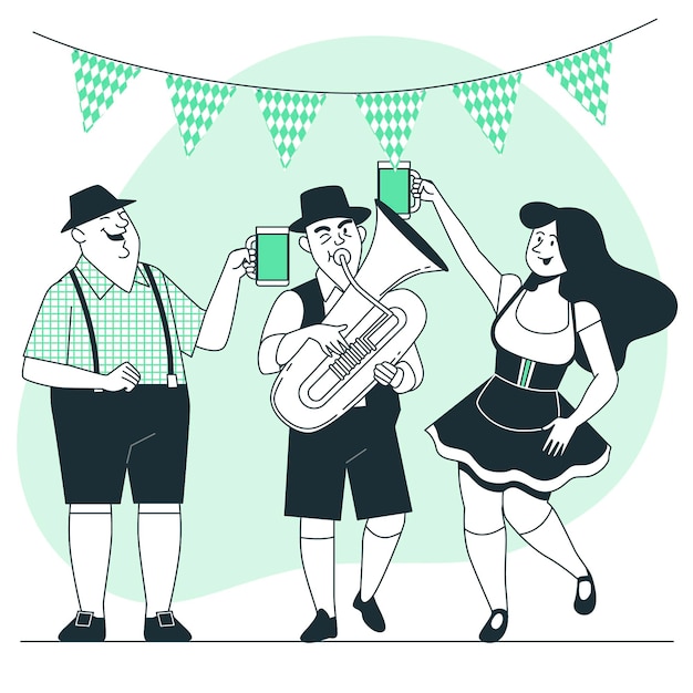 People celebrating oktoberfest concept illustration