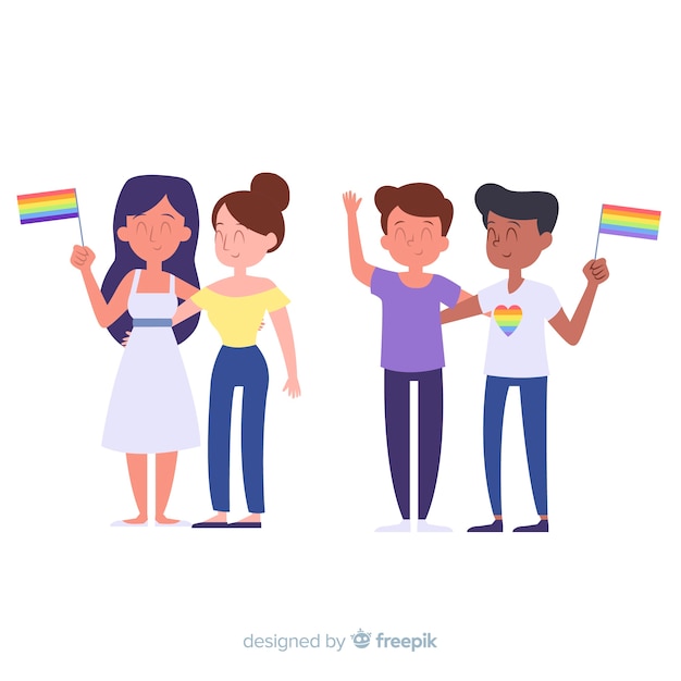 Free vector people celebrating pride day collection