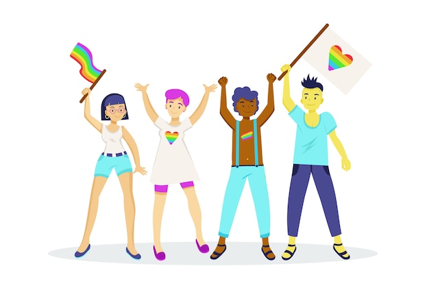 People celebrating pride day illustration
