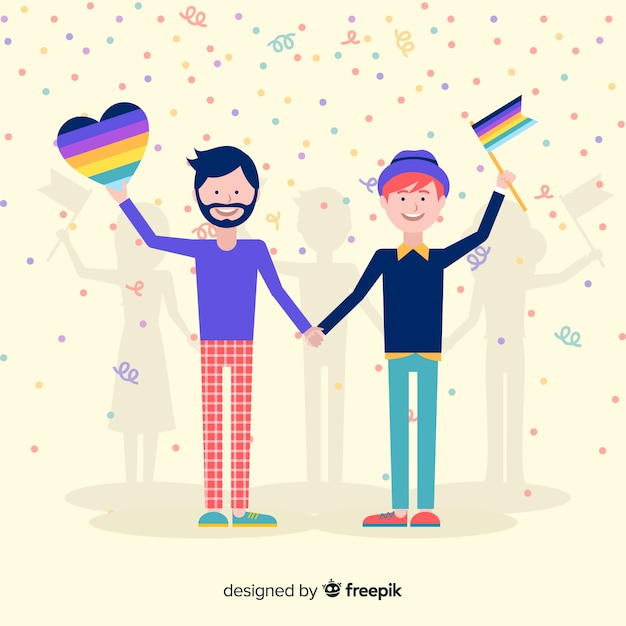 Free vector people celebrating pride day