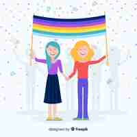 Free vector people celebrating pride day