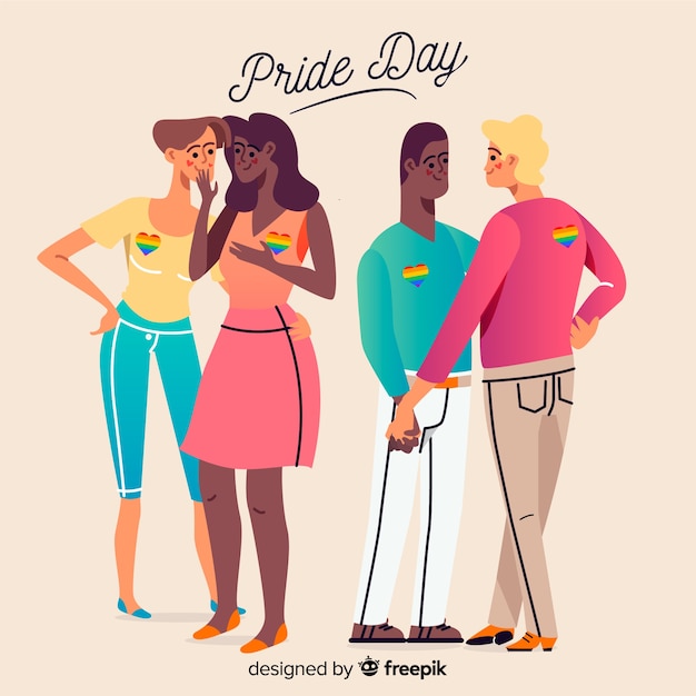 Free vector people celebrating pride day