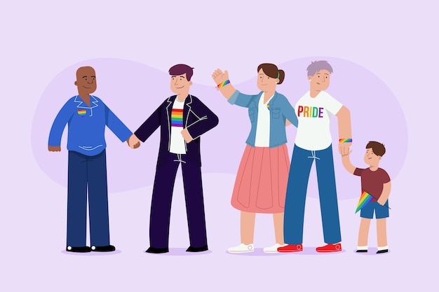 Free vector people celebrating pride day