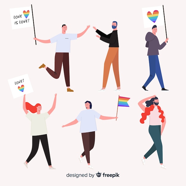 Free vector people celebrating pride day