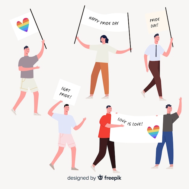 Free vector people celebrating pride day