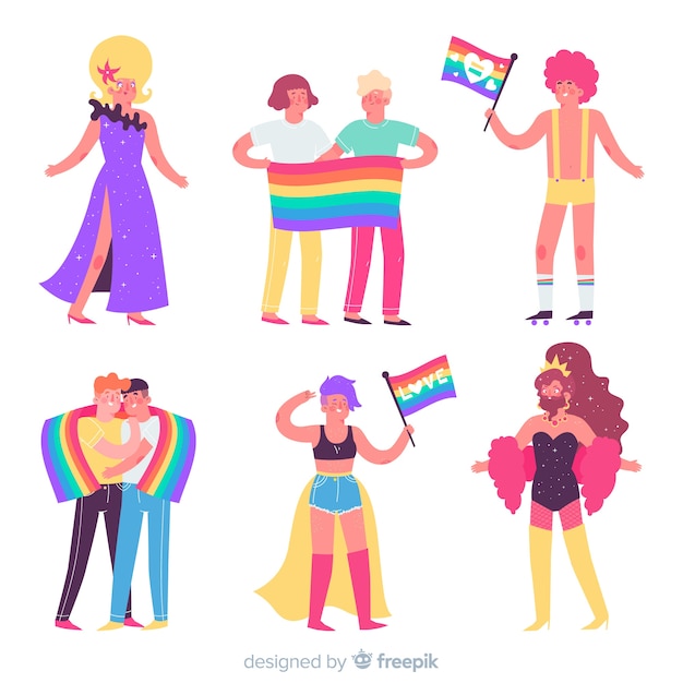 Free vector people celebrating pride day