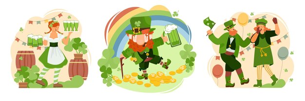 People celebrating Saint Patrick's Day card set