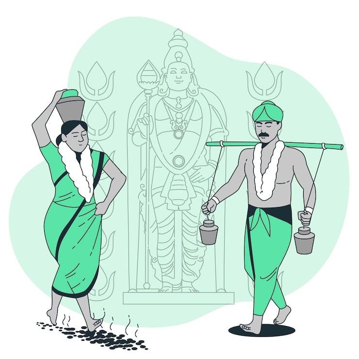 मुफ़्त वेक्टर people celebrating thaipusam festival concept illustration