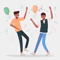 Free vector people celebrating together concept